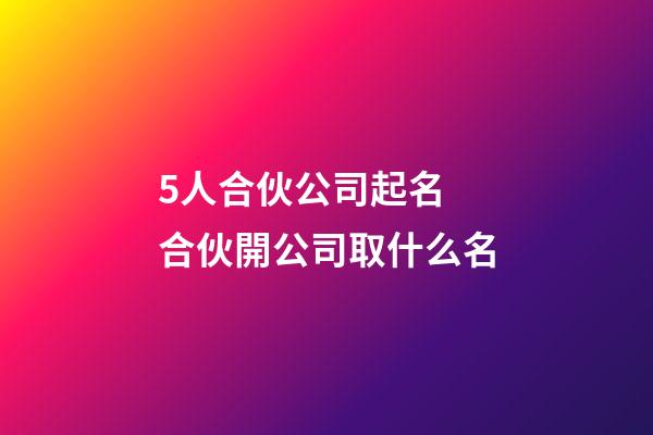 5人合伙公司起名 合伙開公司取什么名